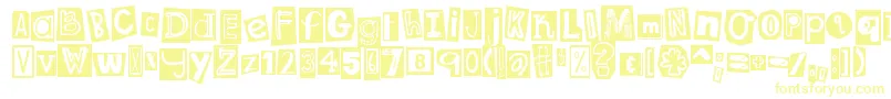 DjbRansomNoteClippedMessy Font – Yellow Fonts on White Background