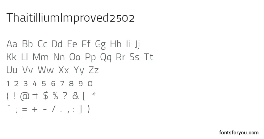 A fonte ThaitilliumImproved2502 – alfabeto, números, caracteres especiais