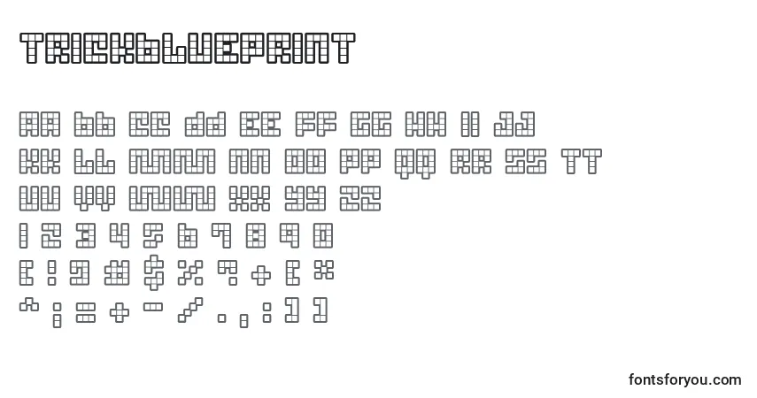 Schriftart TrickBlueprint – Alphabet, Zahlen, spezielle Symbole