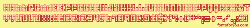 TrickBlueprint Font – Red Fonts on Yellow Background