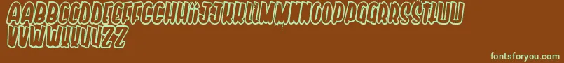 フォントYoTeAmoPeroEnSecreto – 緑色の文字が茶色の背景にあります。