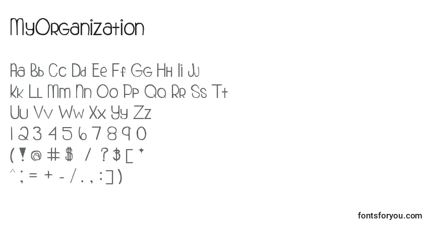 Czcionka MyOrganization – alfabet, cyfry, specjalne znaki