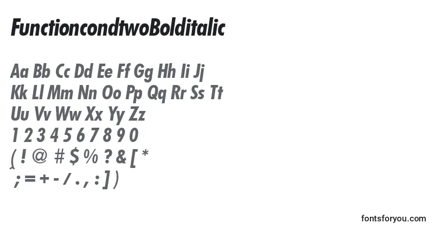 Fuente FunctioncondtwoBolditalic - alfabeto, números, caracteres especiales