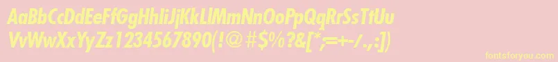 Saiba mais sobre a fonte FunctioncondtwoBolditalic Fonte FunctioncondtwoBolditalic – fontes amarelas em um fundo rosa