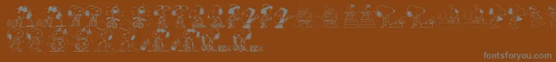 SnoopyDings-Schriftart – Graue Schriften auf braunem Hintergrund