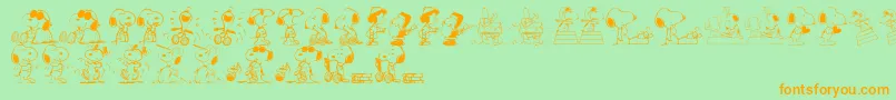 SnoopyDings Font – Orange Fonts on Green Background