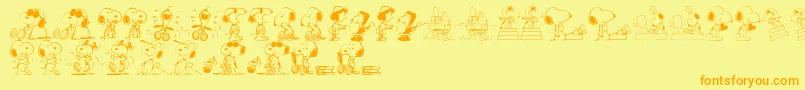 SnoopyDings Font – Orange Fonts on Yellow Background