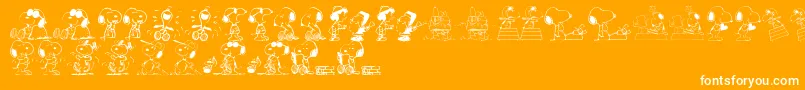 SnoopyDings-Schriftart – Weiße Schriften auf orangefarbenem Hintergrund