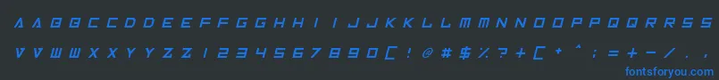 Fonte InversionzUnboxedItalic – fontes azuis em um fundo preto