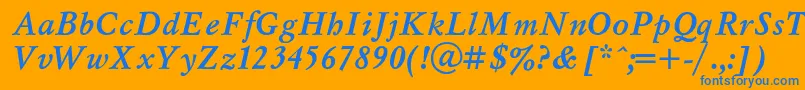 フォントMyslt – オレンジの背景に青い文字