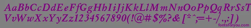 Myslt-fontti – violetit fontit harmaalla taustalla