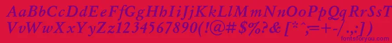 Myslt-Schriftart – Violette Schriften auf rotem Hintergrund
