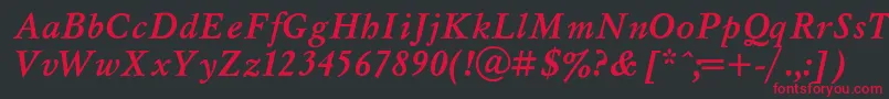 フォントMyslt – 黒い背景に赤い文字