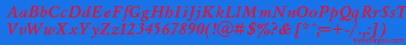 Myslt-fontti – punaiset fontit sinisellä taustalla
