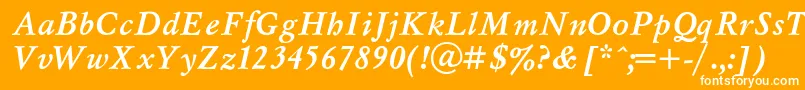 Myslt-Schriftart – Weiße Schriften auf orangefarbenem Hintergrund
