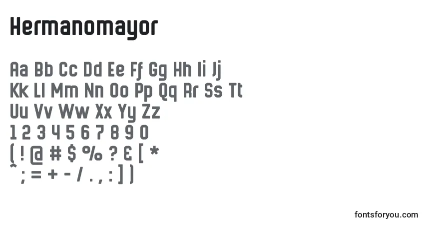 Schriftart Hermanomayor – Alphabet, Zahlen, spezielle Symbole