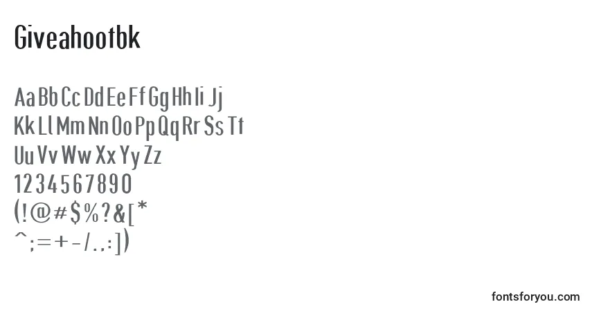 Schriftart Giveahootbk – Alphabet, Zahlen, spezielle Symbole