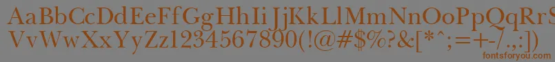 フォントPasmaPlain.001.001 – 茶色の文字が灰色の背景にあります。