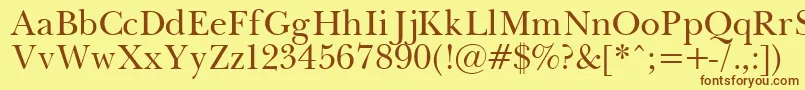 フォントPasmaPlain.001.001 – 茶色の文字が黄色の背景にあります。