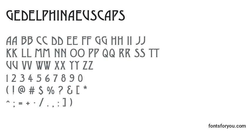 Schriftart GeDelphinaeusCaps – Alphabet, Zahlen, spezielle Symbole