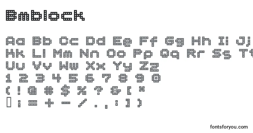 Schriftart Bmblock – Alphabet, Zahlen, spezielle Symbole