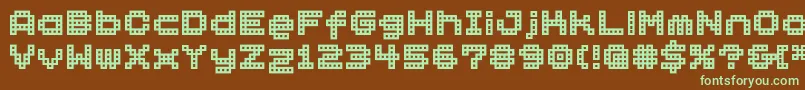 フォントBmblock – 緑色の文字が茶色の背景にあります。