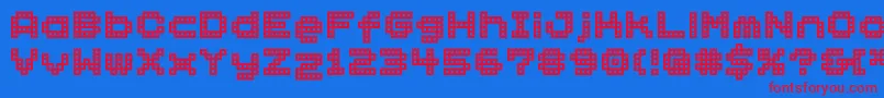 Bmblock-Schriftart – Rote Schriften auf blauem Hintergrund