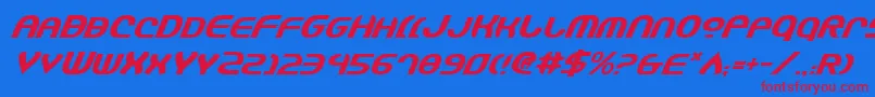 JannisaryShieldItalic Font – Red Fonts on Blue Background