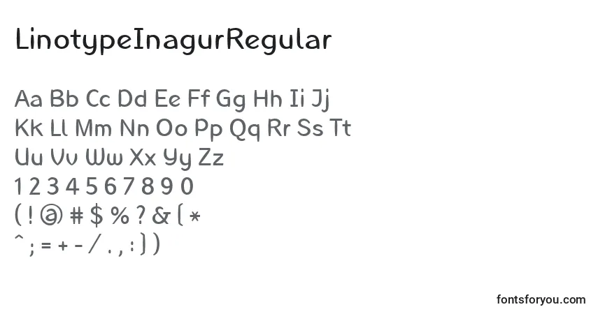 A fonte LinotypeInagurRegular – alfabeto, números, caracteres especiais