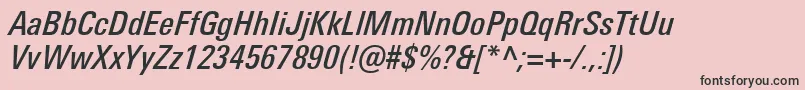 フォントUniversNextProMediumCondensedItalic – ピンクの背景に黒い文字