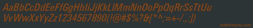 Шрифт UniversNextProMediumCondensedItalic – коричневые шрифты на чёрном фоне