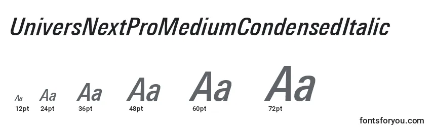UniversNextProMediumCondensedItalic Font Sizes