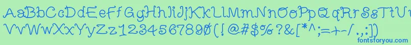 Mbfunscript Font – Blue Fonts on Green Background
