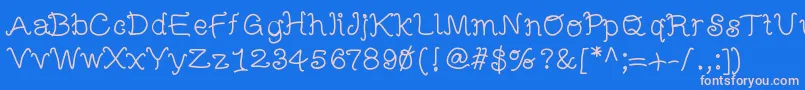 Mbfunscript Font – Pink Fonts on Blue Background