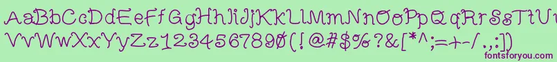 Mbfunscript Font – Purple Fonts on Green Background