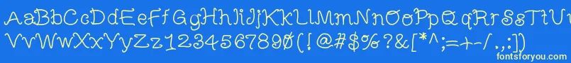 Mbfunscript Font – Yellow Fonts on Blue Background