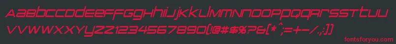 フォントPcapTerminalCondensedItalic – 黒い背景に赤い文字