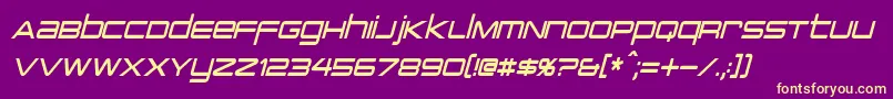 PcapTerminalCondensedItalic-fontti – keltaiset fontit violetilla taustalla