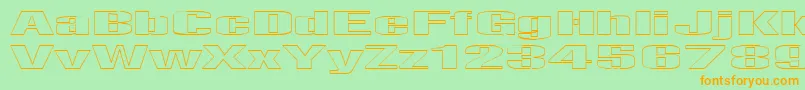 フォントTelfho – オレンジの文字が緑の背景にあります。