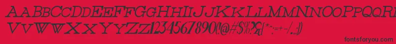 Fonte ThinHighItalic – fontes pretas em um fundo vermelho