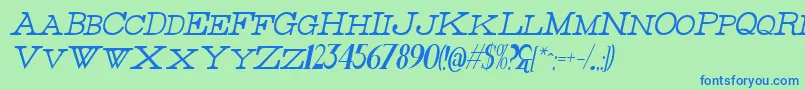 ThinHighItalic Font – Blue Fonts on Green Background