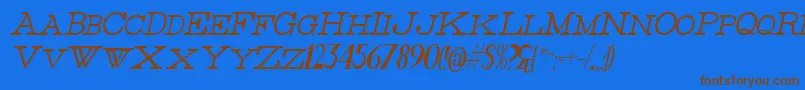 ThinHighItalic-Schriftart – Braune Schriften auf blauem Hintergrund