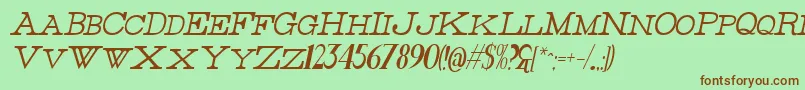 Fonte ThinHighItalic – fontes marrons em um fundo verde