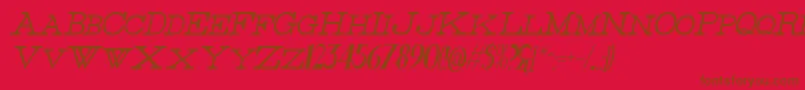 フォントThinHighItalic – 赤い背景に茶色の文字
