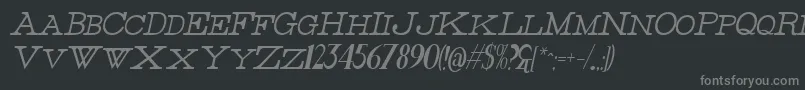 フォントThinHighItalic – 黒い背景に灰色の文字