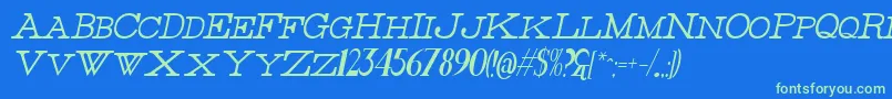 ThinHighItalic Font – Green Fonts on Blue Background