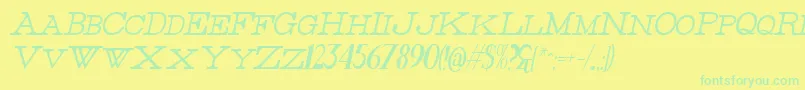 ThinHighItalic-fontti – vihreät fontit keltaisella taustalla