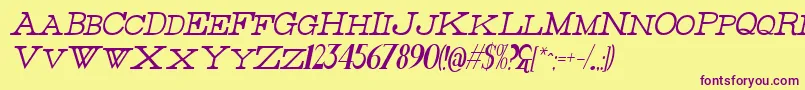 ThinHighItalic-Schriftart – Violette Schriften auf gelbem Hintergrund
