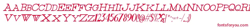 フォントThinHighItalic – 白い背景に赤い文字