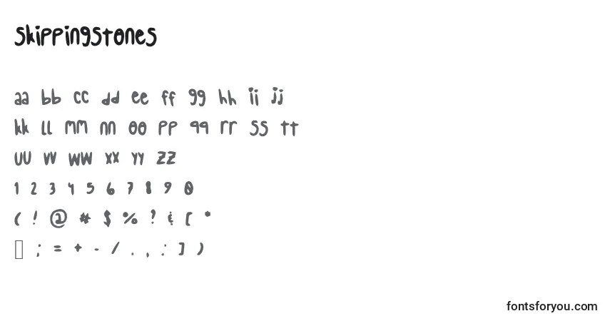 Schriftart SkippingStones – Alphabet, Zahlen, spezielle Symbole